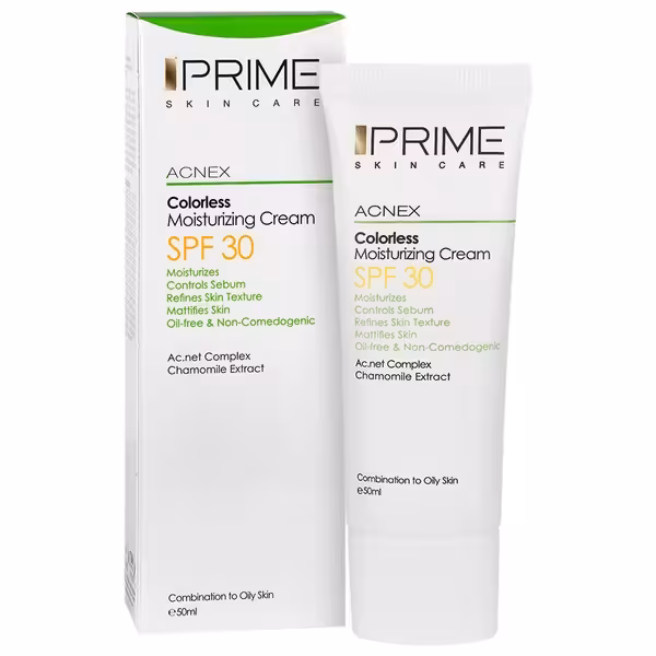 کرم مرطوب کننده بدون رنگ پریم مدل Acnex SPF 30 حجم 50 میلی لیتر