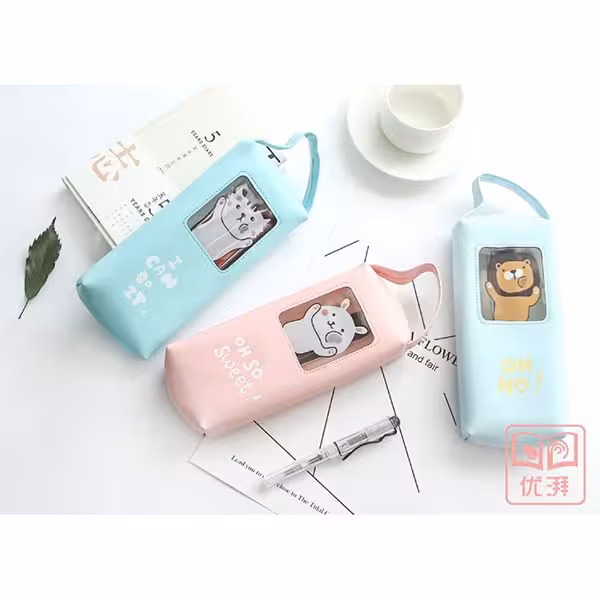 جامدادی فانتزی شیشه ای Animal PU Leather Pencil Case