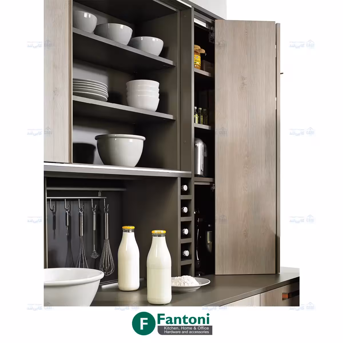 مکانیزم درب تاشو فولد کامپکت دو درب عرض 1000mm فانتونی K020