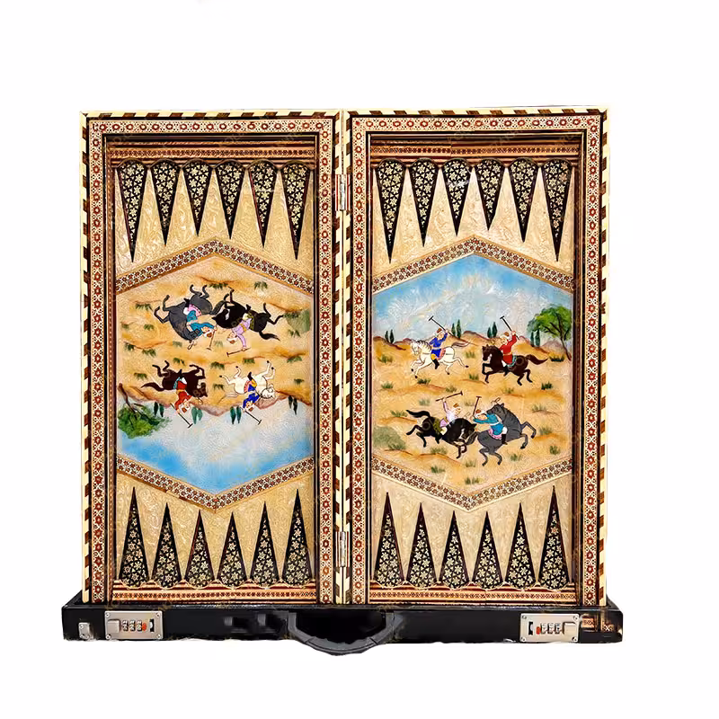 تخته نرد خاتم شیراز 60 سانتی نقاشی چوگان