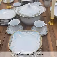 سرویس چینی پردیس طرح دانته فیروزه ای 104 پارچه کد 1003i