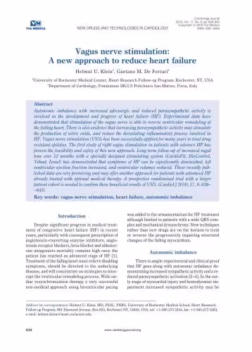 خرید و دانلود نسخه کامل کتاب Vagus nerve stimulation: A new approach to reduce heart failure