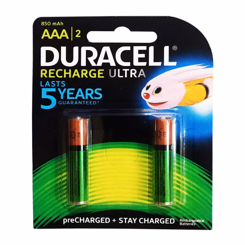 باتری دوتایی نیم قلم شارژی Duracell Recharge Ultra 1.2V AAA