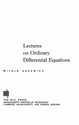 خرید و دانلود نسخه کامل کتاب Lectures on Ordinary Differential Equations