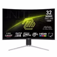 مانیتور خمیده گیمینگ 32 اینچ ام اس آی مدل MAG 325CQRXF E2، رزولوشن 2K، نرخ بروزرسانی 240 هرتز، پنل Rapid VA، نمایش 1.07 میلیارد رنگ با عمق 10 بیت، دارای درگاه‌ ارتباطی جک 3.5 میلی‌متری صدا، DisplayPor