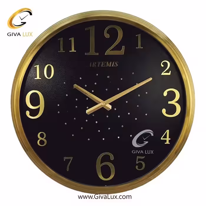 ساعت دیواری اورجینال آرتمیس آلیاژ فلزی طلایی| کد رفرنس 12217،  مدل: 2000Gold Black