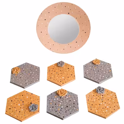 ست 7 تکه هفت سین سفالی طرح شش ضلعی