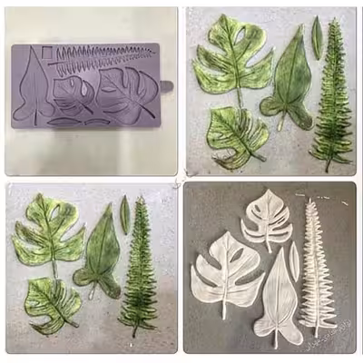 قالب شکلات مدل مالد فوندانت طرح مولد برگ پاییزی و استوایی مجموعه 3 عددی