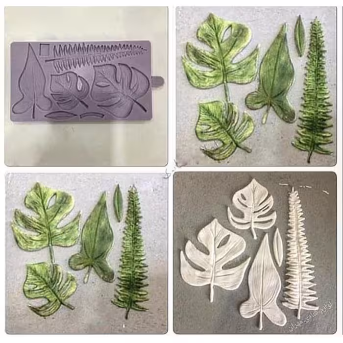 قالب شکلات مدل مالد فوندانت طرح مولد برگ پاییزی و استوایی مجموعه 3 عددی