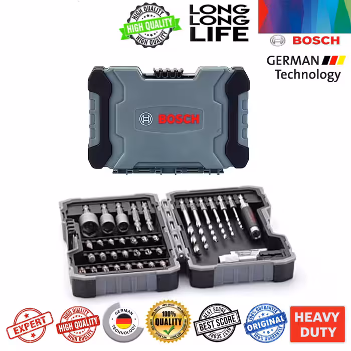 مته و سرپیچ گوشتی بوش مدل HSS-G مجموعه 35 عددی