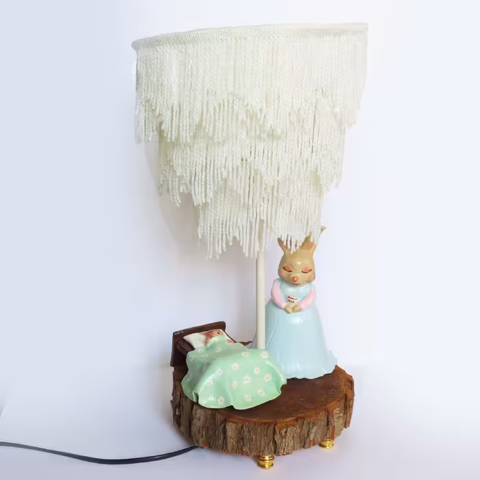 آباژور رومیزی مدل دستساز طرح خرگوش و مادر