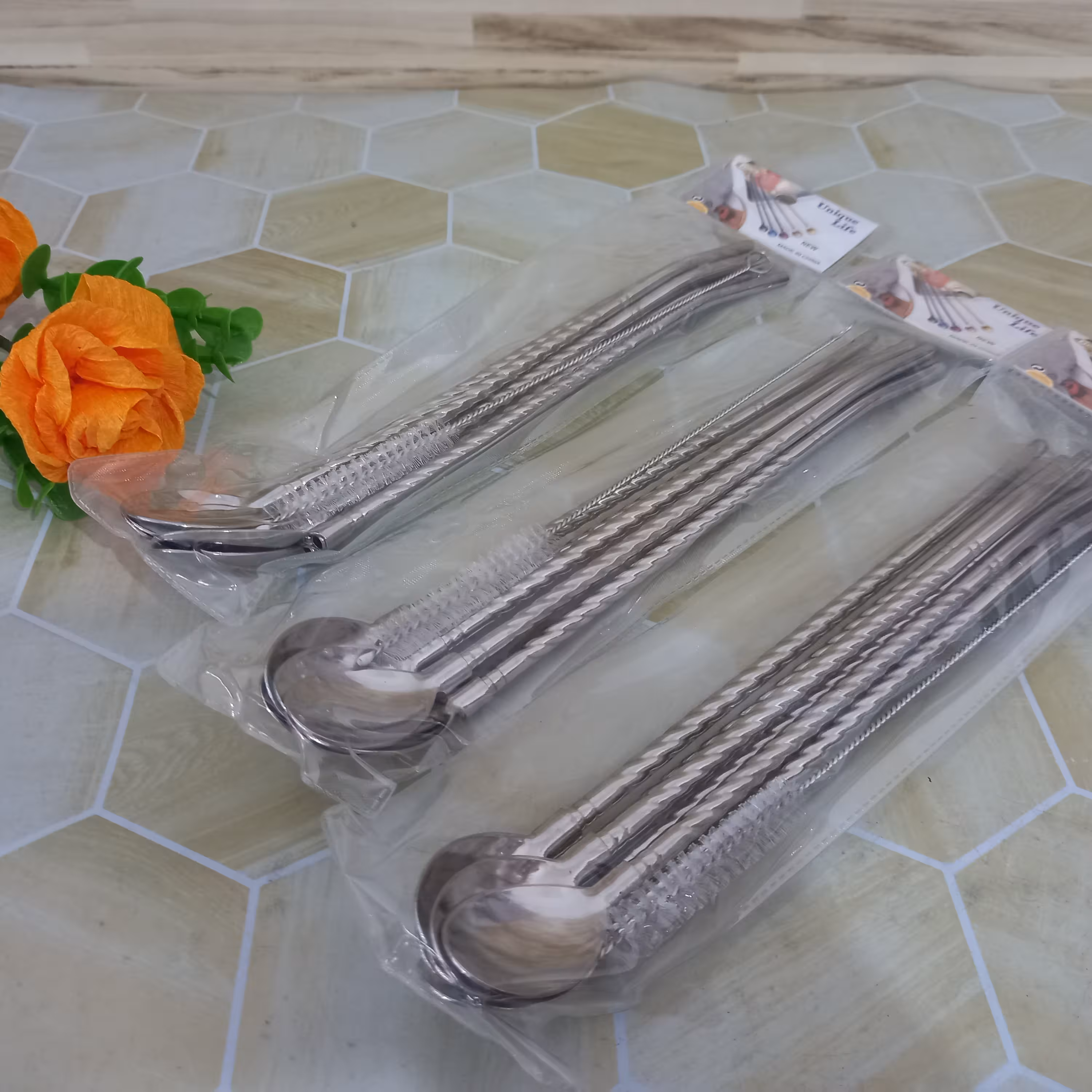 نی شربت خوری استیل پیچی