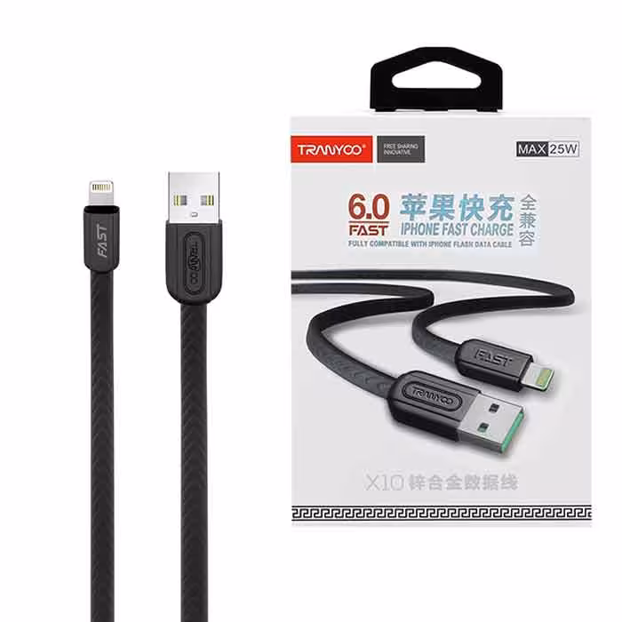 کابل USB به لایتنینگ ترانیو مدل X10 طول 1متر 6آمپر 25وات