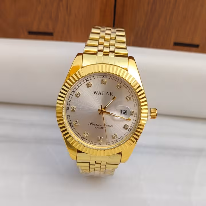 ساعت مردانه طلایی والار بند فلزی