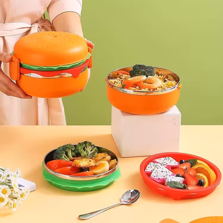 ظرف غذای استیل مدل همبرگر