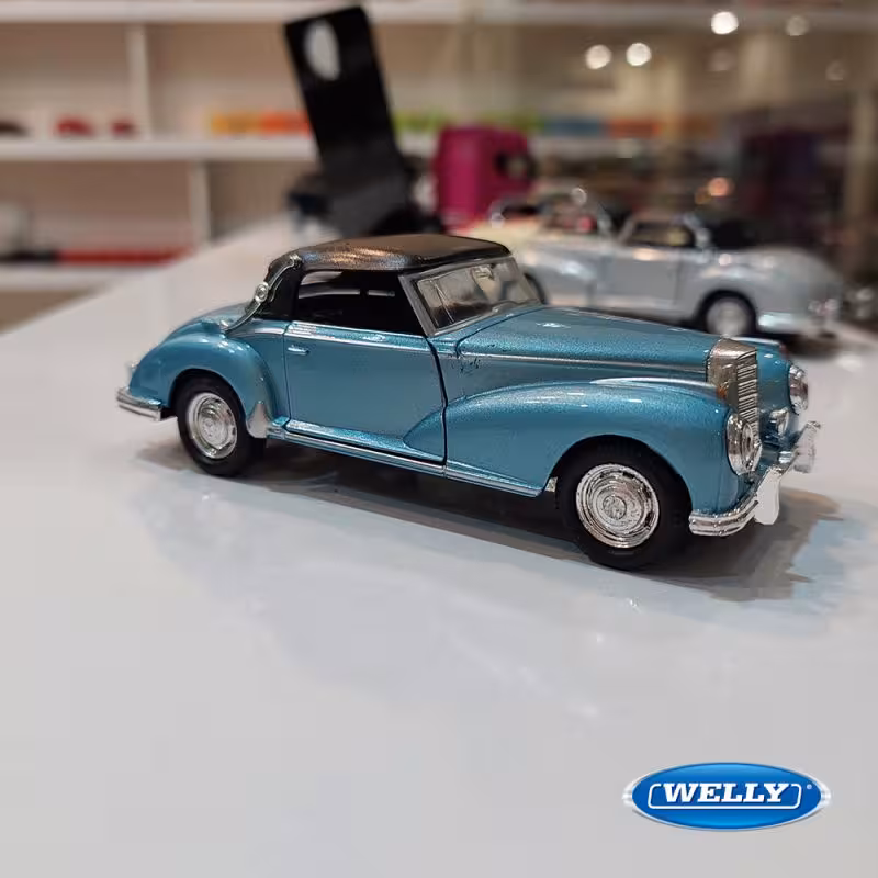 ماشین فلزی کلاسیک مرسدس بنز 300S مدل 1955 آبی 12 سانتی کد 1787