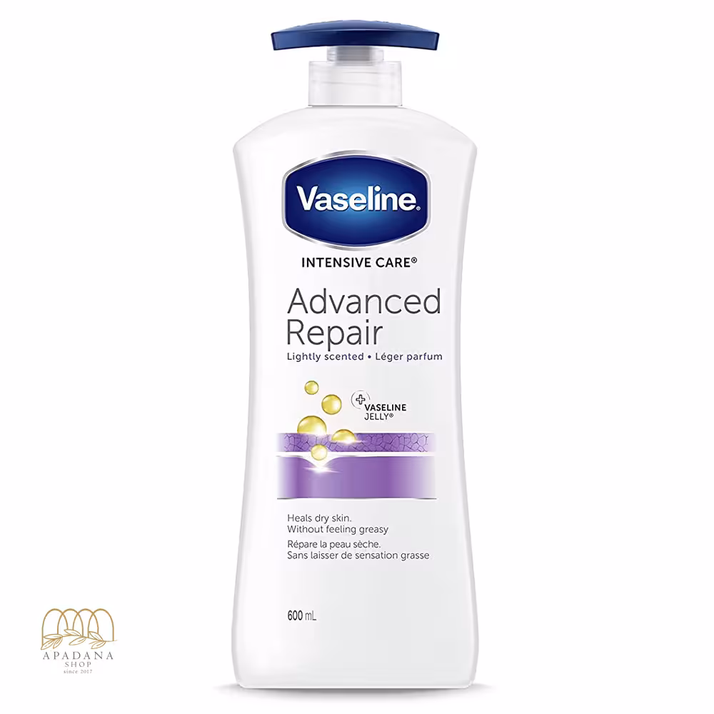 لوسیون بدن پمپی ترمیم کننده وازلین مدل Advanced Repair حجم 725 میل