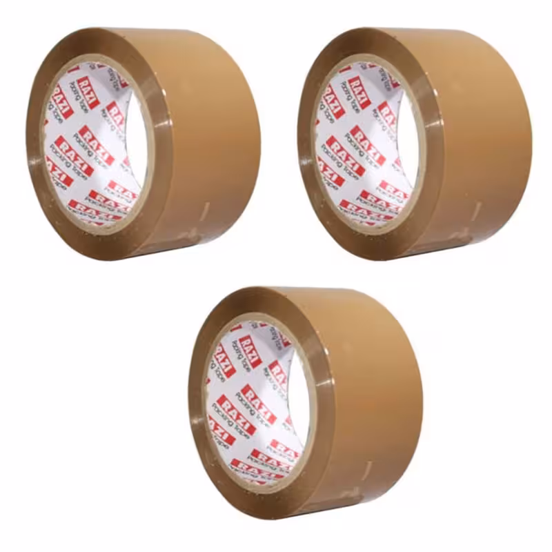 چسب پهن رازی مدل Packing Tape عرض 5 سانتی متری مجموعه 3 عددی | کالا مکس