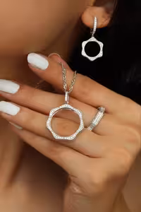 نیمست مجلل ایتالیایی جواهری نقره کد 00581