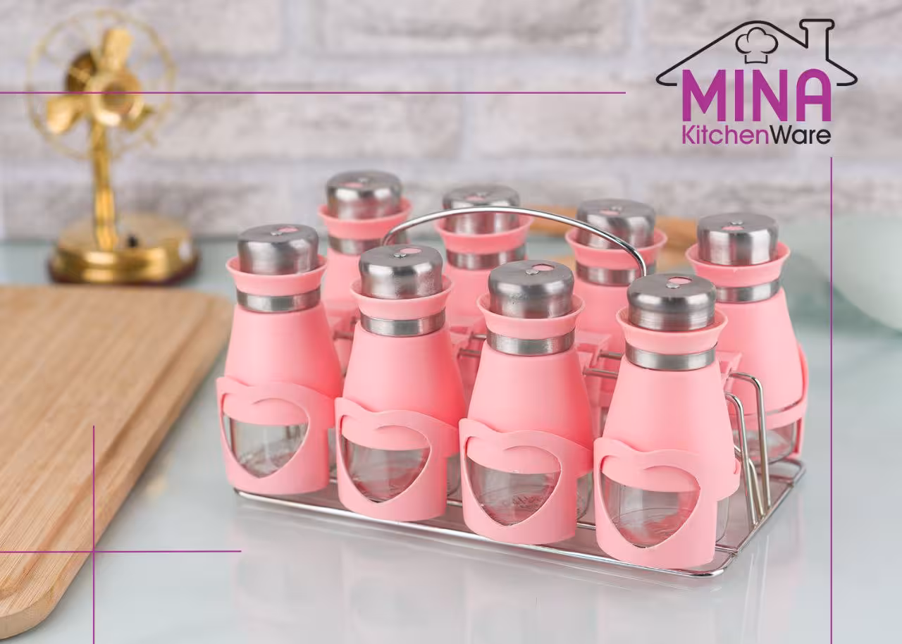 ادویه 8 رومیزی رومینا شنل دار کد 808 مینا کیچن ویر