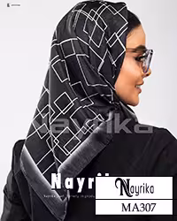مینی اسکارف مشکی مربع های سفید کد MA307