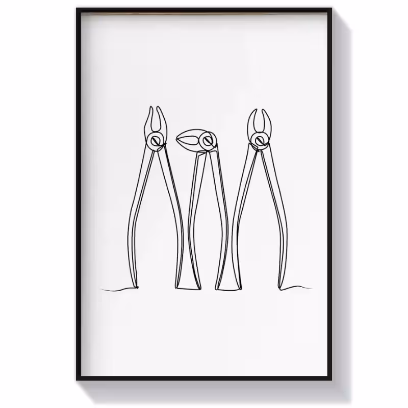 تابلو دکوراتیو مینیمال طرح ابزارهای دندانپزشکی