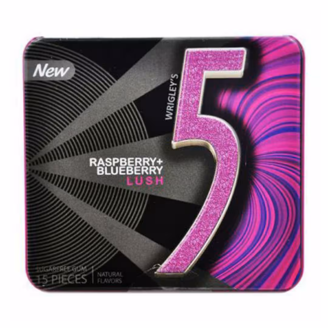 آدامس بدون شکر بلوبری و تمشک فایو بسته 15 عددی