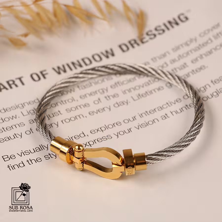 دستبند امگا طلایی-نقره ای 13445