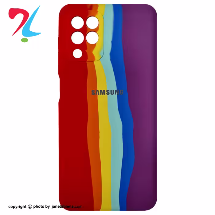 قاب سیلیکونی اورجینال رنگین کمانی محافظ لنزدار سامسونگ Galaxy A22 4g-رنگ چند رنگ بنفش