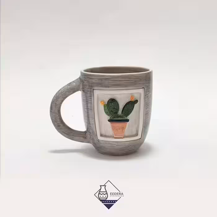 ماگ دست ساز برجسته طرح کاکتوس
