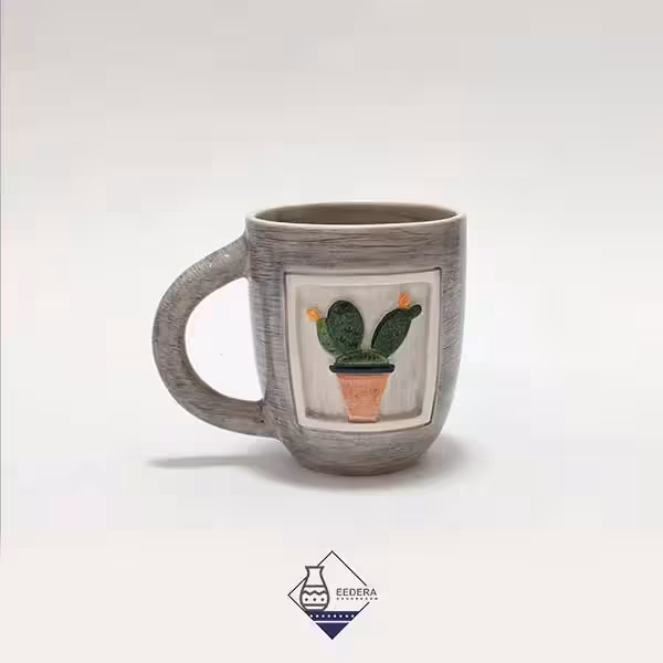 ماگ دست ساز برجسته طرح کاکتوس