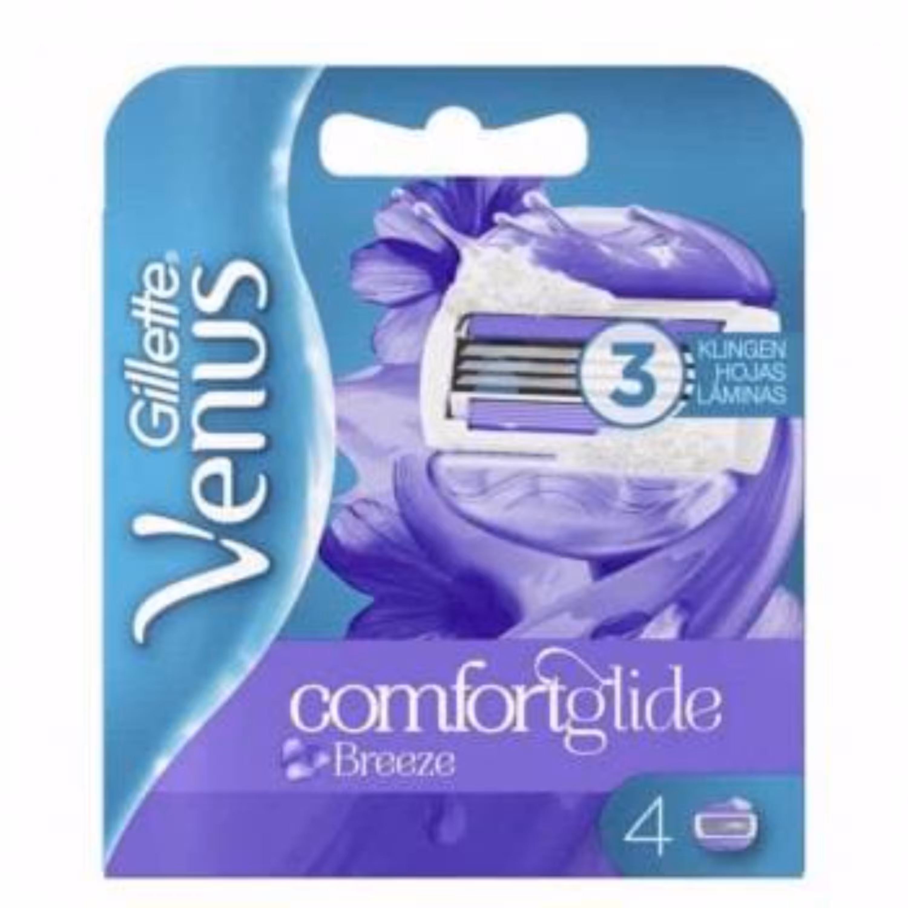 تیغ یدک زنانه 3 لبه مدل Venus comfort ژیلت 4 عددی