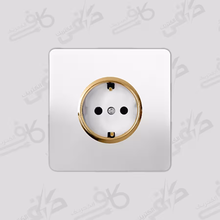 کلید و پریز آسیا | پریز برق ارت کودک کریستال سفید طلایی اسیا