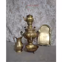 سرویس سماور زغالی برنجی سه لیتری، ساده، در سه طرح