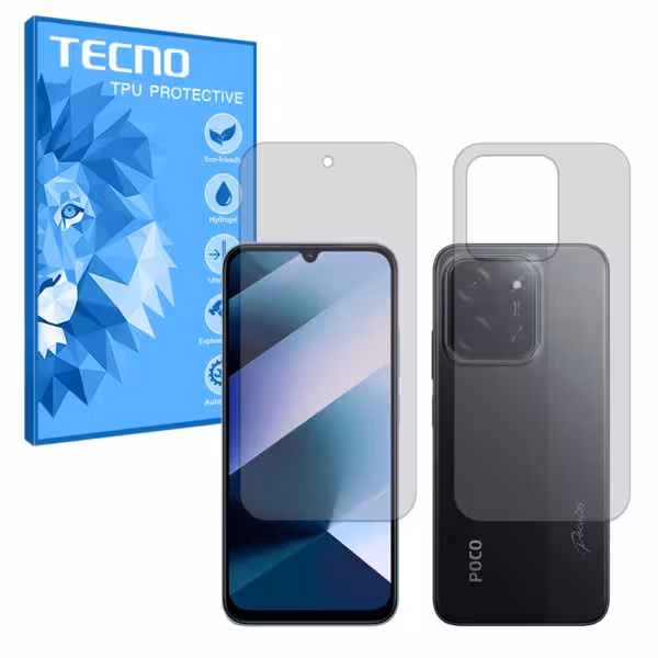 گلس صفحه نمایش و پشت گوشی شیائومی Poco C85 مدل هیدروژلی مات برند تکنو کد SS