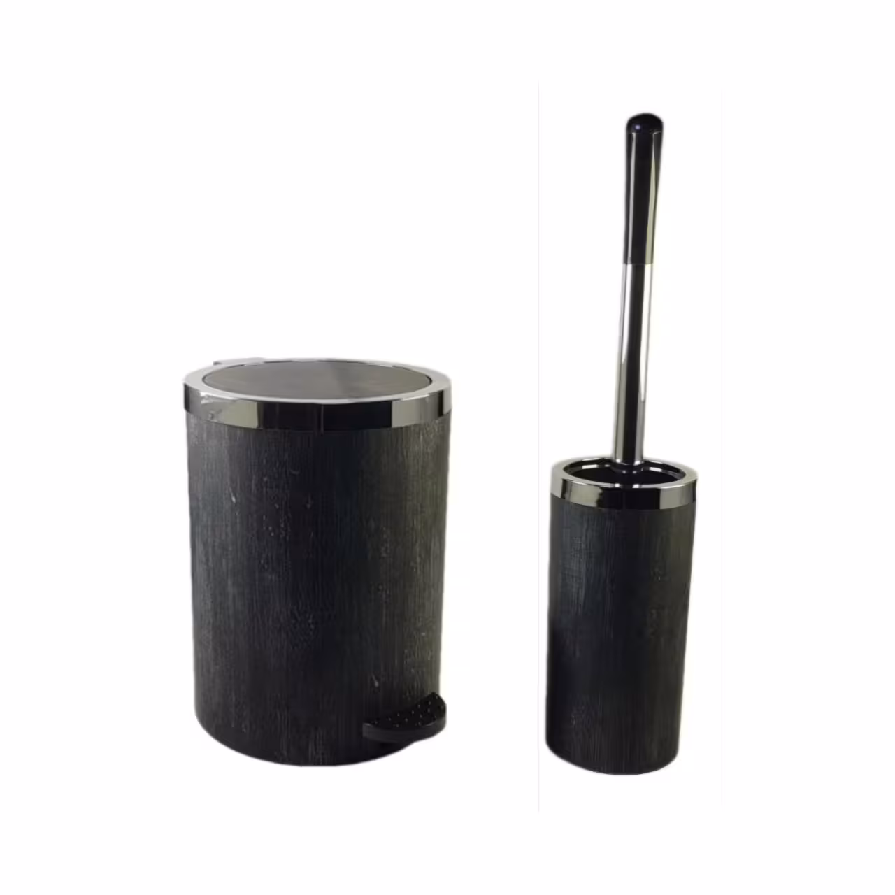 ست سطل و فرچه هارمونی مدل روشا طرح چوب مشکی کروم