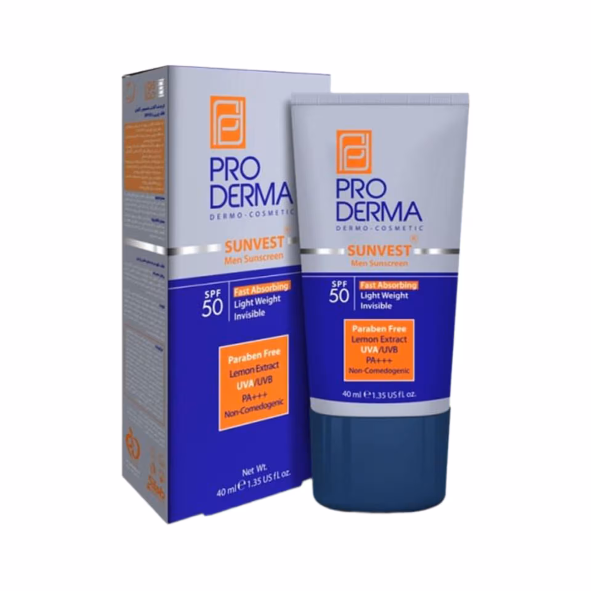 ضدآفتاب فاقد چربی مخصوص آقایان SPF50 پرودرما حجم 40 میلی لیتر