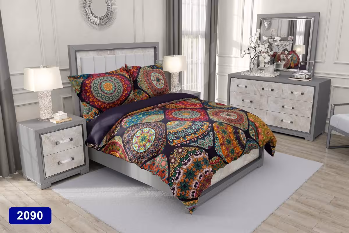 سرویس لحاف روتختی سه بعدی کارینا دو نفره کد 2090 مدل ماندالا