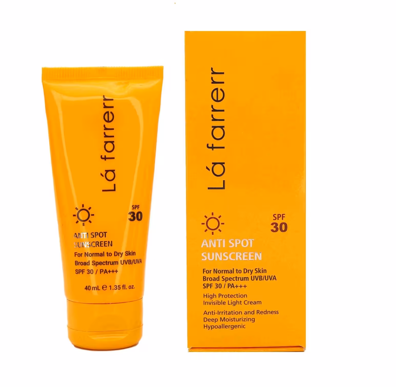 کرم ضد آفتاب و ضد لک بی رنگ لافارر مناسب پوست خشک و معمولی 40ml SPF30