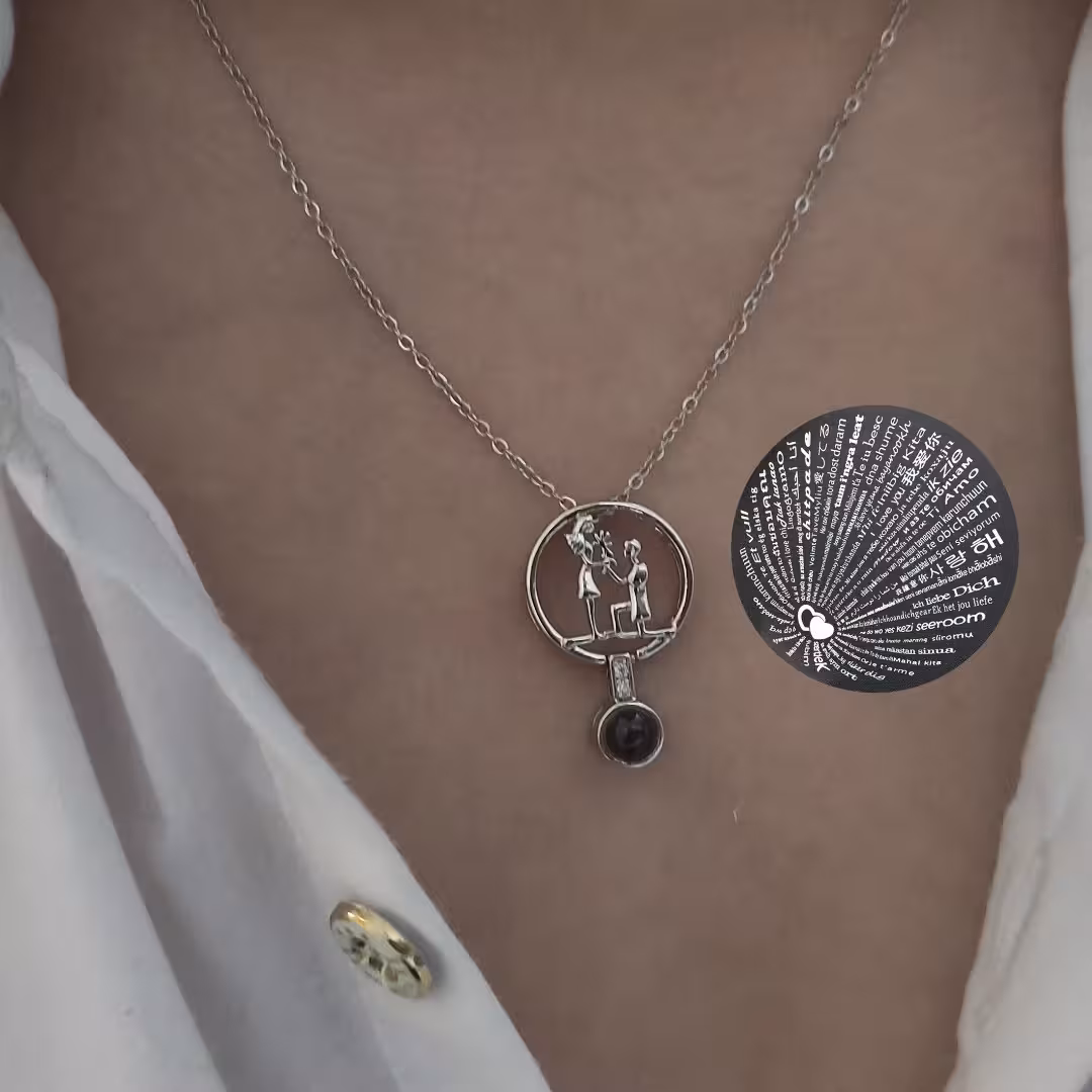 گردنبند تلسکوپی دوستت دارم به صد زبان دنیا طرح خواستگاری