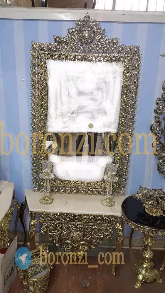 آینه کنسول گل یاس دوبل مستطیل