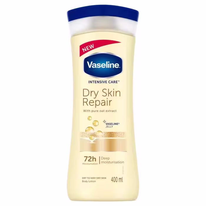 لوسیون بدن وازلین مدل Dry Skin Repair حاوی عصاره جو دوسر حجم 400 میل