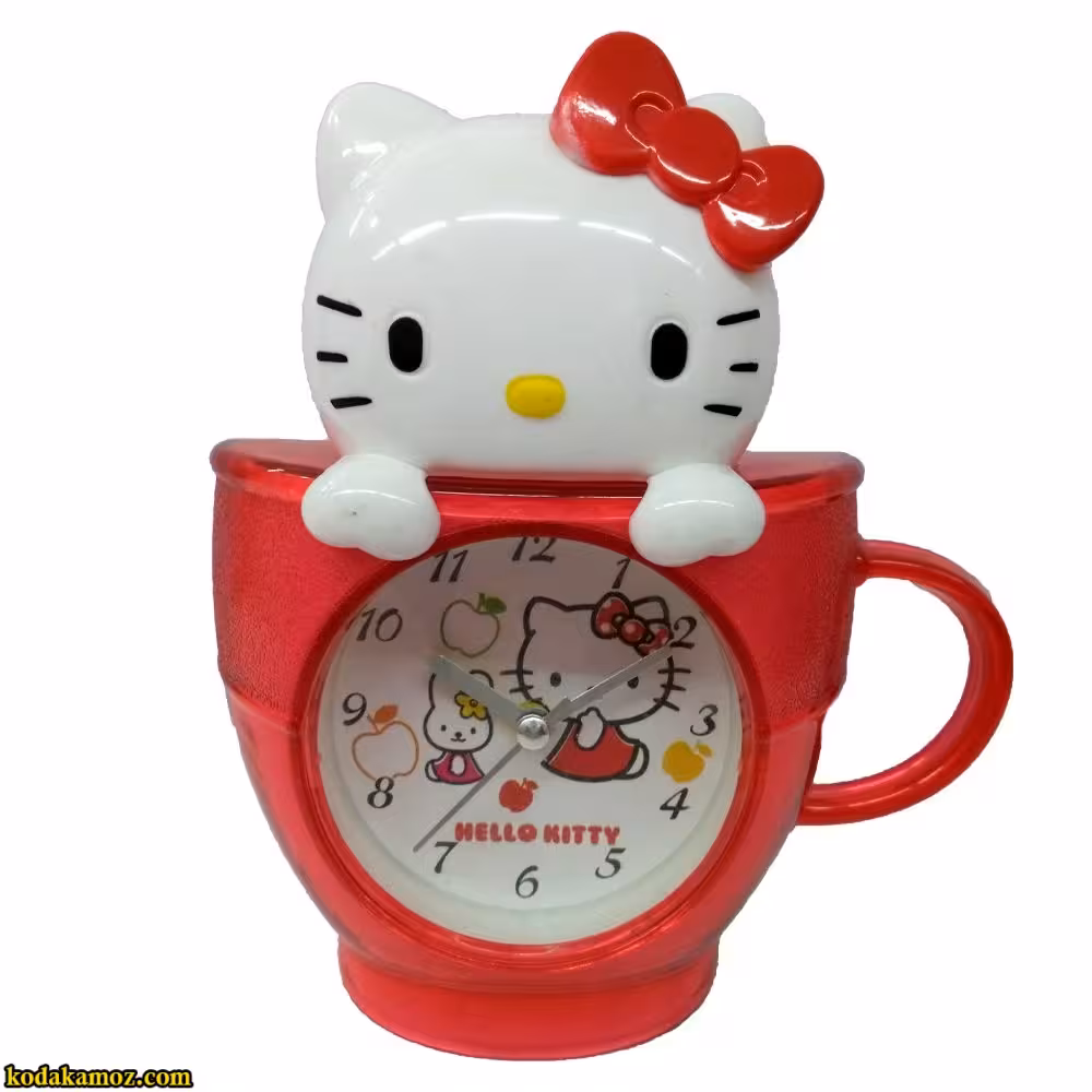 ساعت طرح لیوان کیتی قرمز