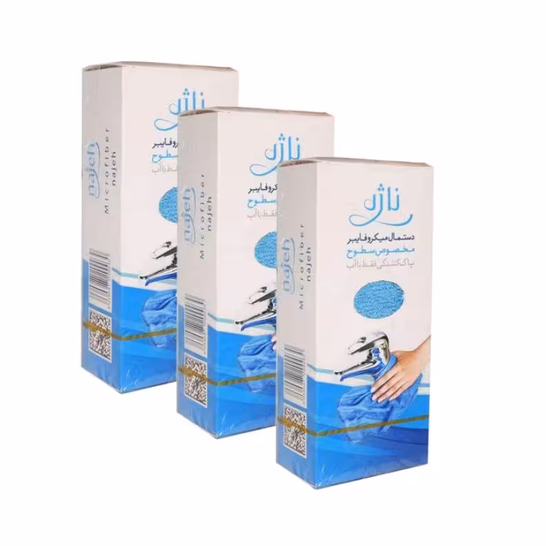 دستمال میکروفایبر ناژه  مخصوص سطوح بسته 3 عددی,غیراصل