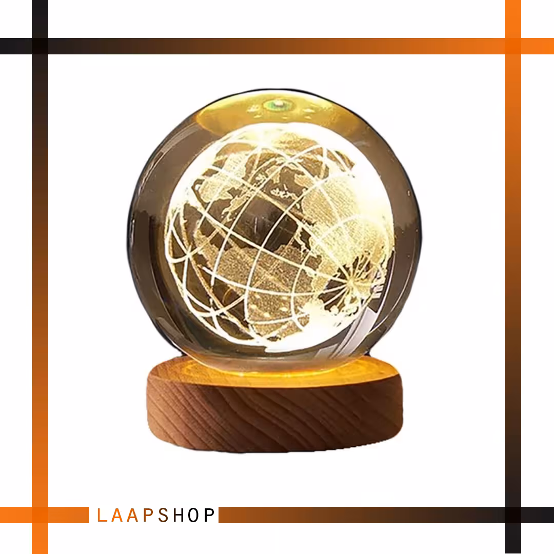 گوی شبخواب کریستالی سه بعدی مدل کره زمین