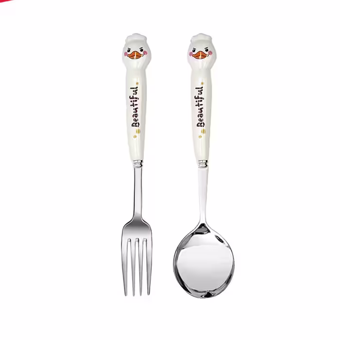 قاشق چنگال فانتزی سرامیکی اردکی