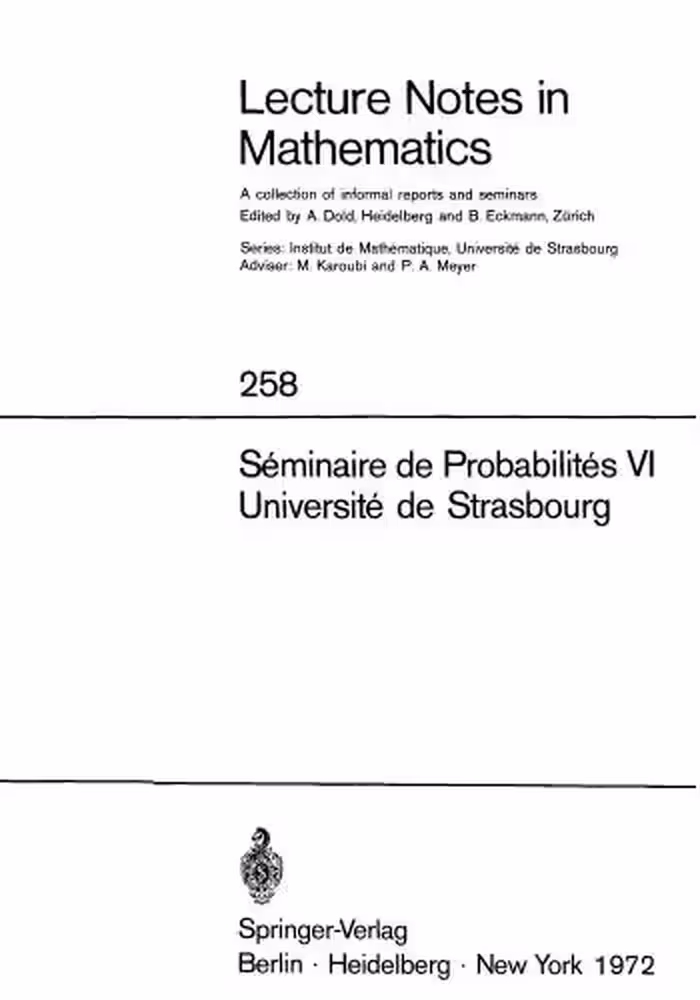 خرید و دانلود نسخه کامل کتاب Seminaire de Probabilites VI Universite de Strasbourg