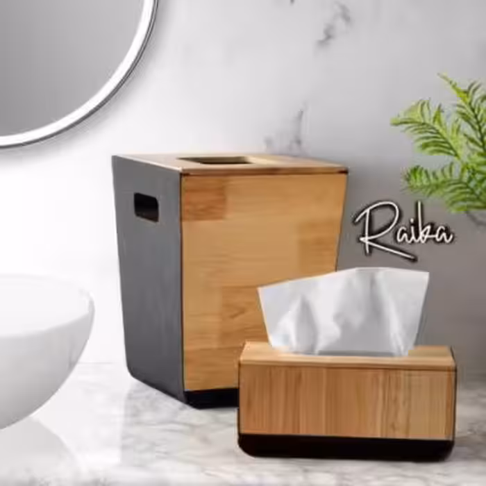 ست سطل وجادستمال فلزو چوبی