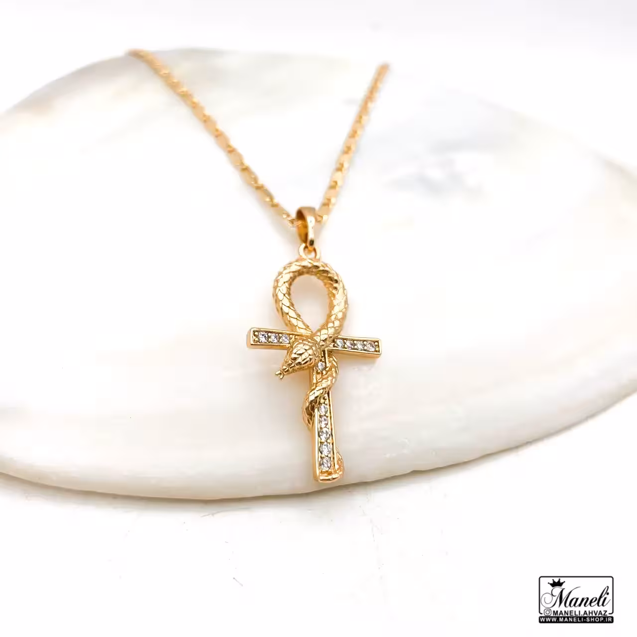 گردنبند صلیب و مار برند ژوپینگ   زنجیر 45 سانت 14030801