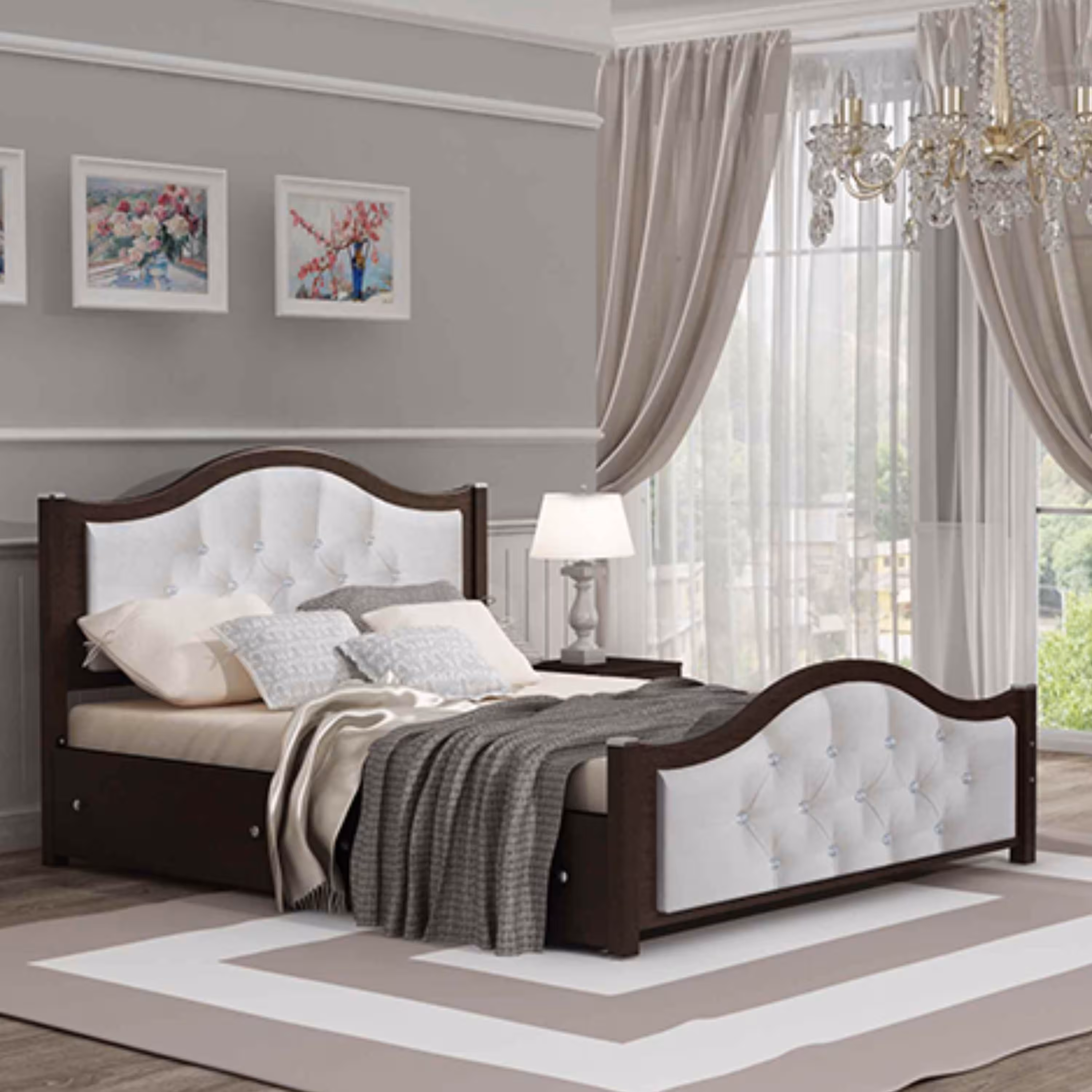 تخت خواب دو نفره چستر مدل رویا با کشو بدون تشک (پرداخت کرایه پس از تحویل)